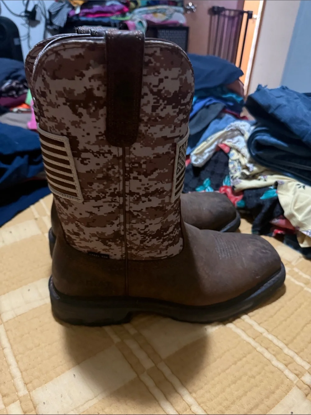 Ariat Brown Digital Camo American Flag Cowboy Boots